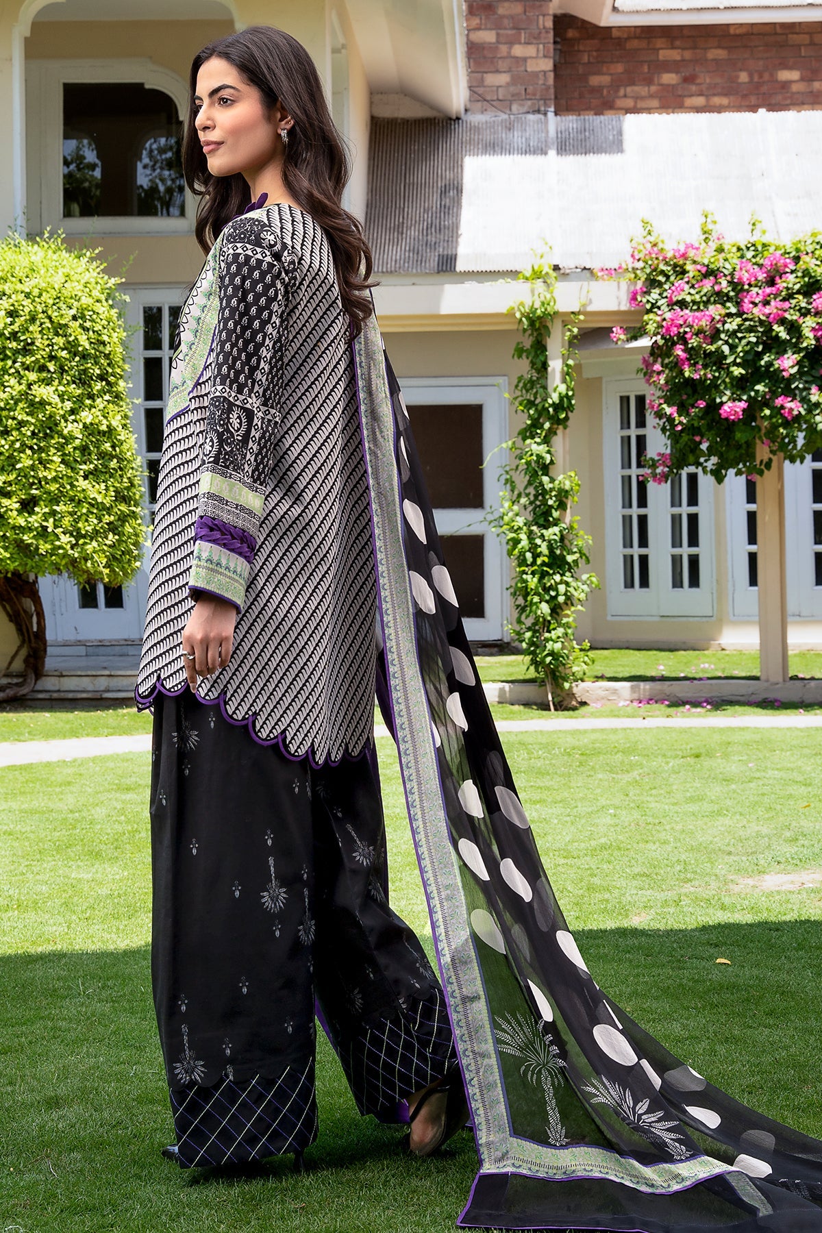 01 Chrizma original brand stitched 3-piece summer wear lawn embroidered with chiffon dupata