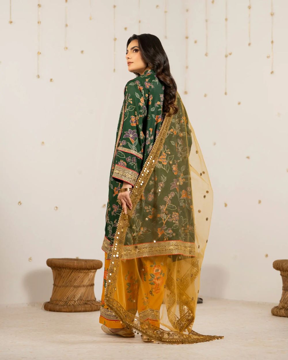 AA1 Original by shahposh brand stitch 3-piece rawsilk material with soft net dupata