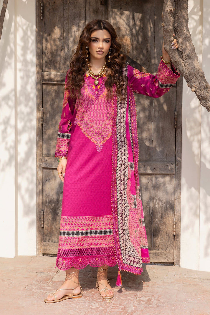 Charizma Original Brand stitched 3-piece Lawn embroidered suit with chiffon dupata