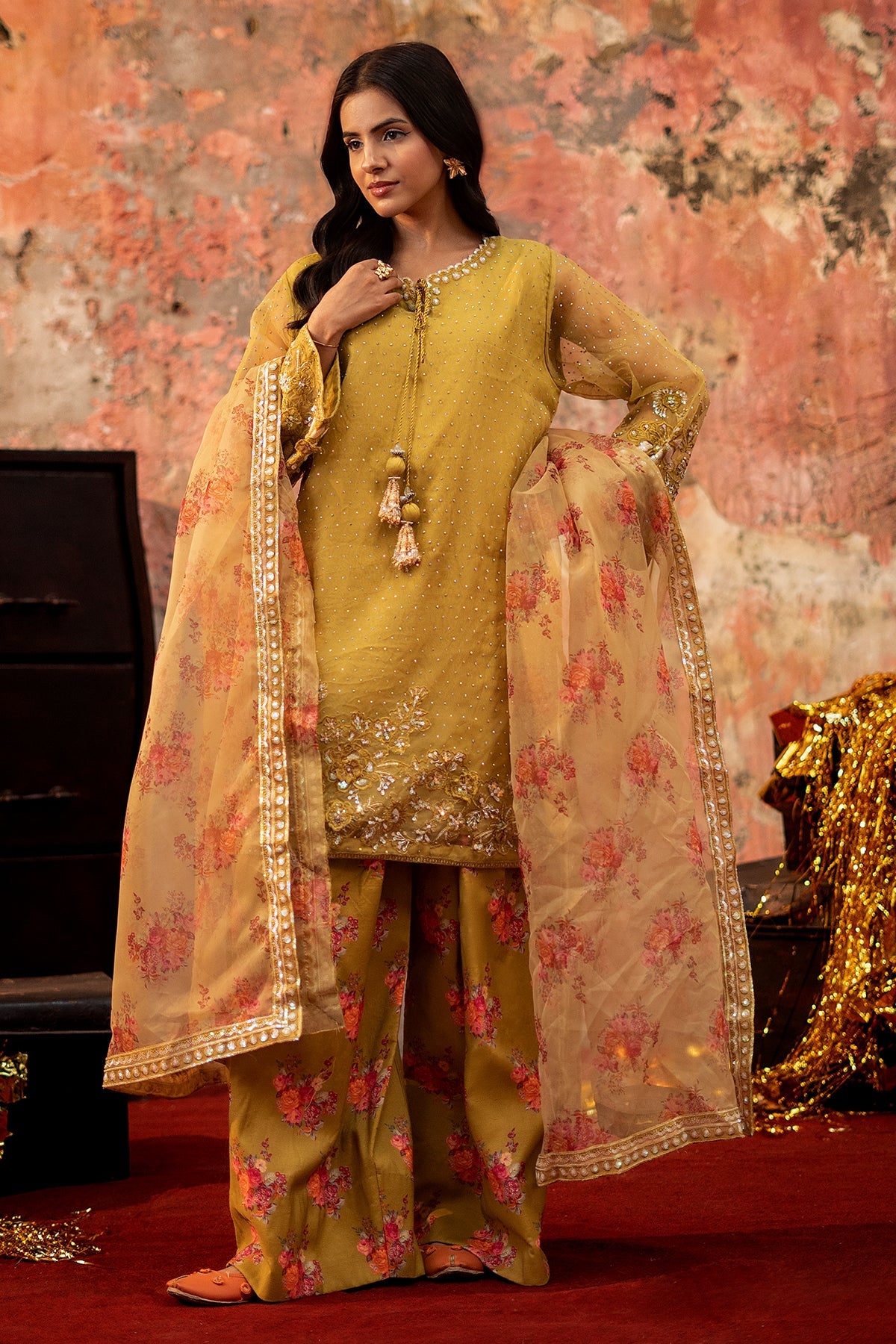 Charizma Original Embroidered with adda work details 3-piece ready to wear