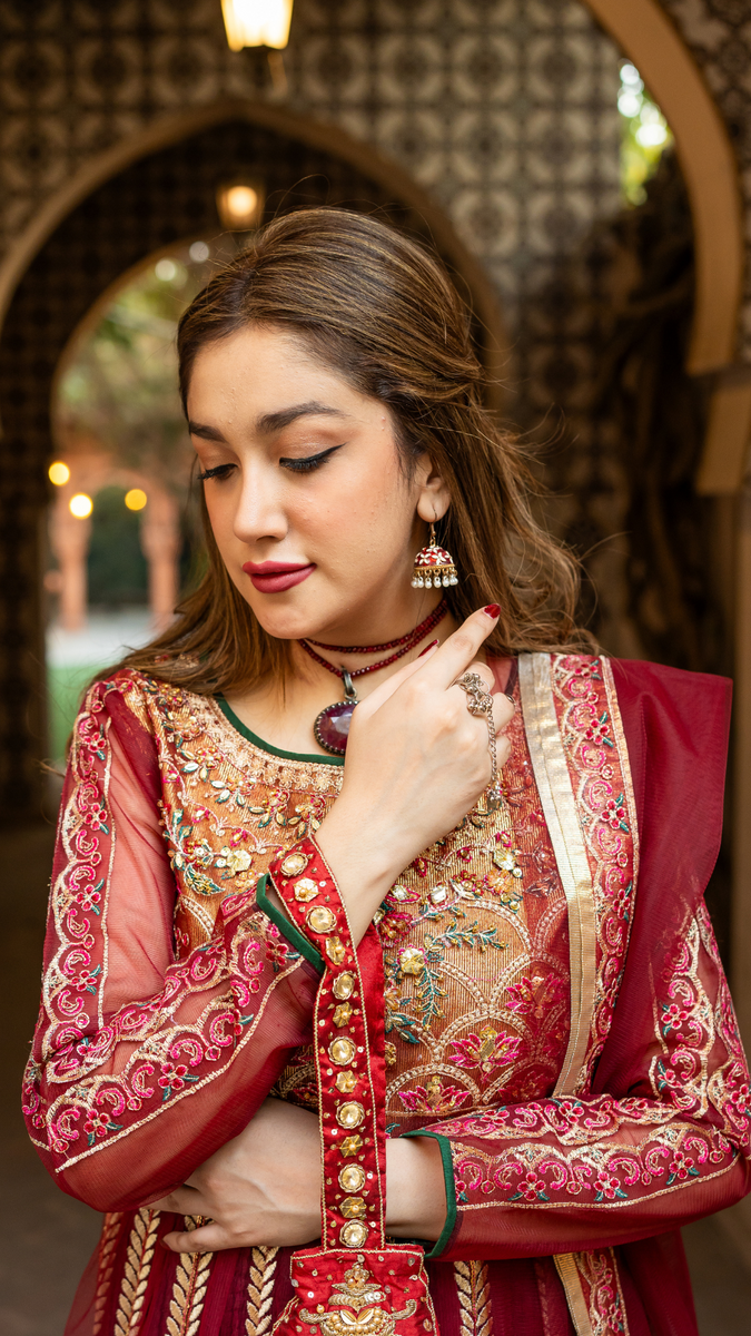 Original by Zahra ahmad brand Masoori and net fabric with net fabric dupata 2-piece