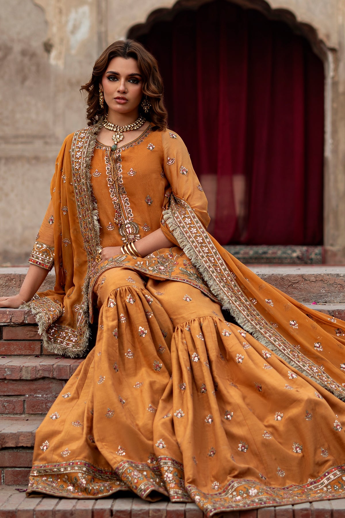 AAA Charizma original Eid Collection chiffon fabric gharara raw silk collection