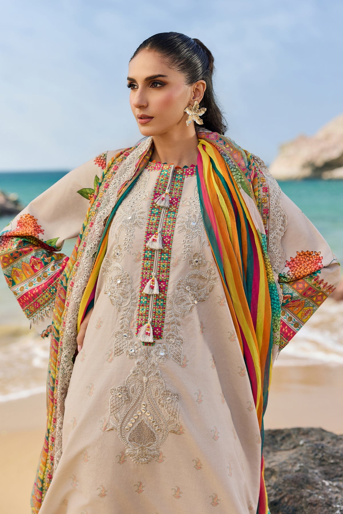 AA1 Charizma Original Brand stitched 3-piece lawn with chiffon dupata