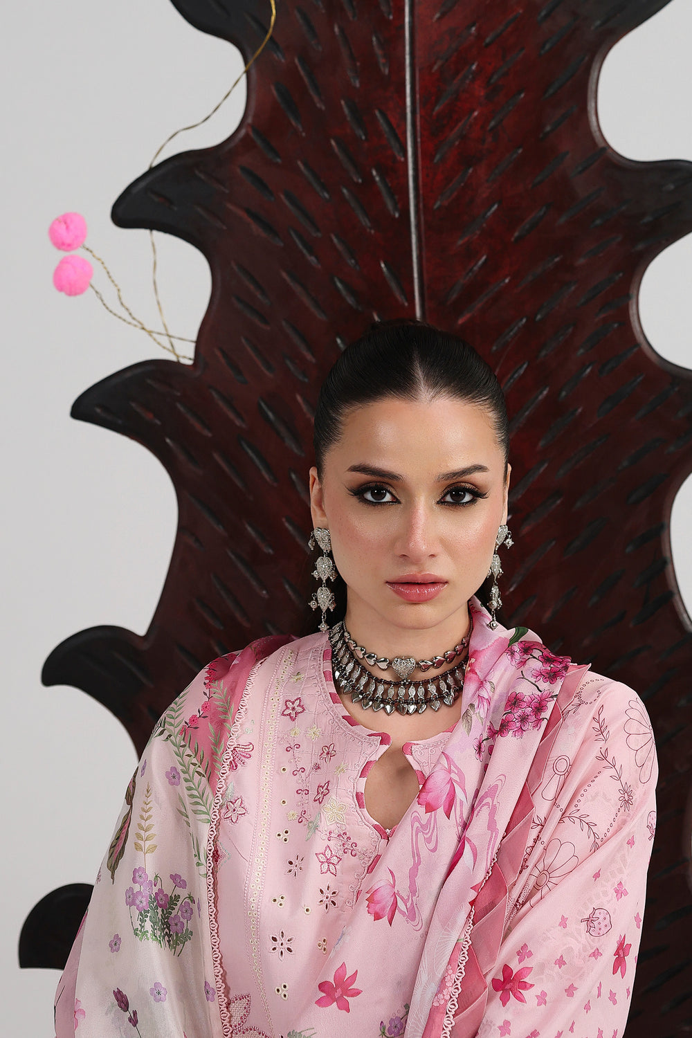 AA1 Original Qalamkar brand stitched 3-piece Luxury Lawn with soft silk printed Dupatta Emberoidered embellished Dress.