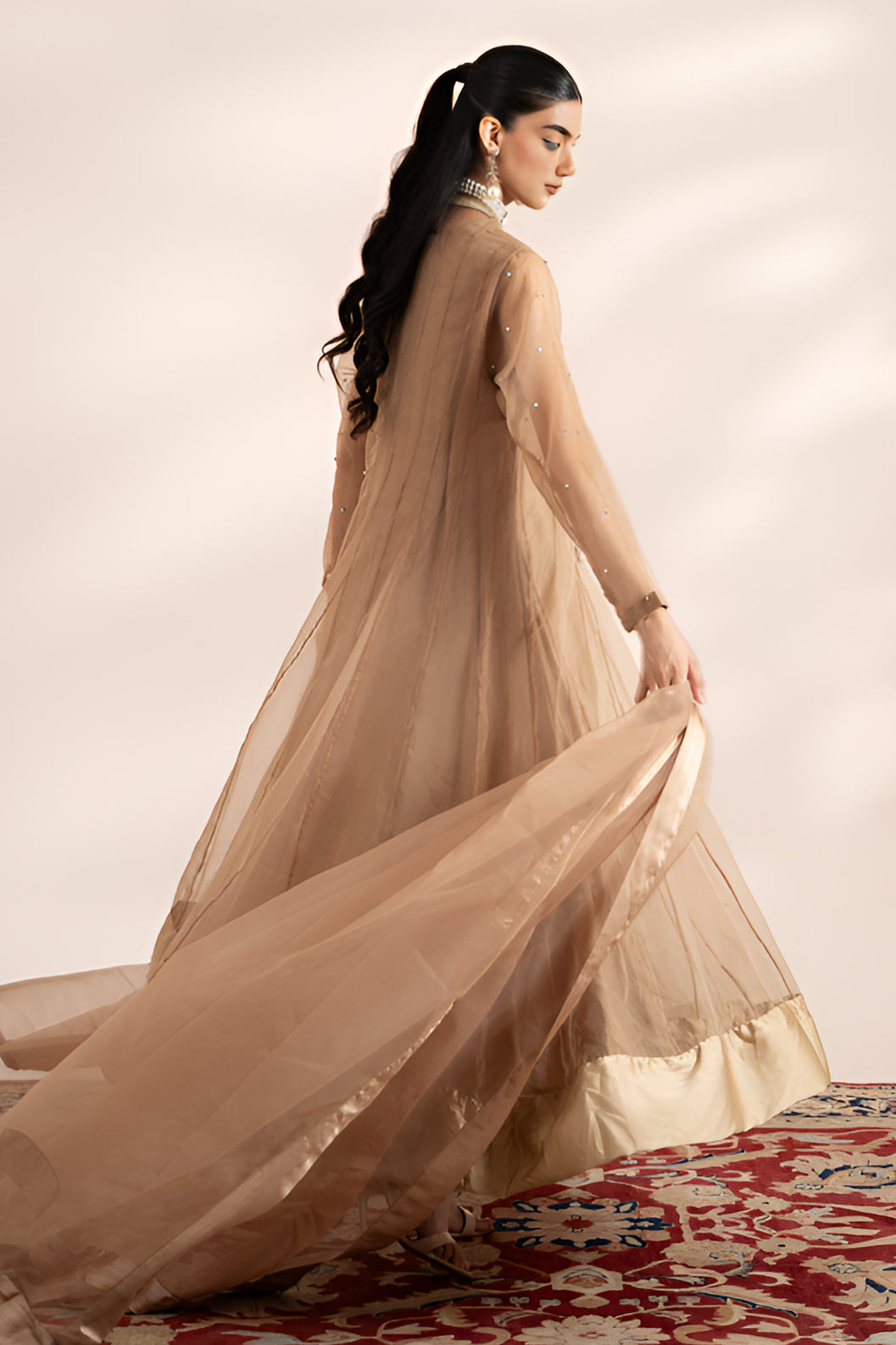 Embroidered Organza Shirt with Organza Dupatta and Trouser , SKIN 3piece original by charizma pret
