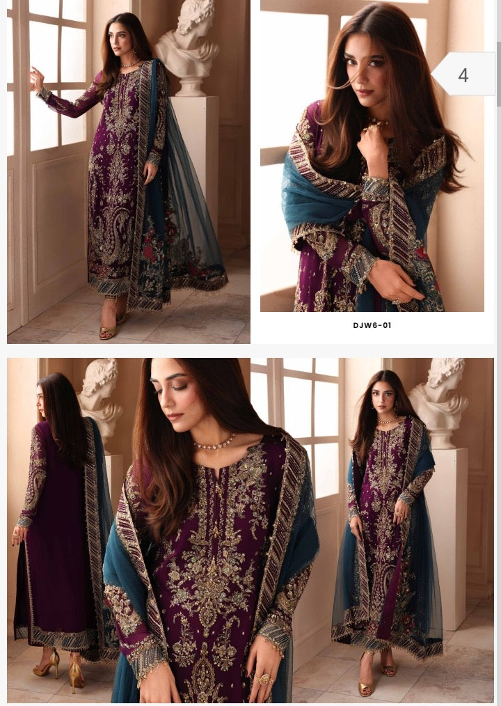 A11- Charizma brand stitched Dastanay jashan luxury chiffon embroidery with adda work 3-piece  same like model pic.