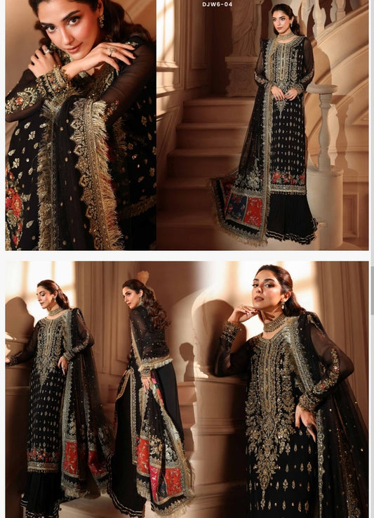 A11- Charizma brand stitched Dastanay jashan luxury chiffon embroidery with adda work 3-piece  same like model pic.