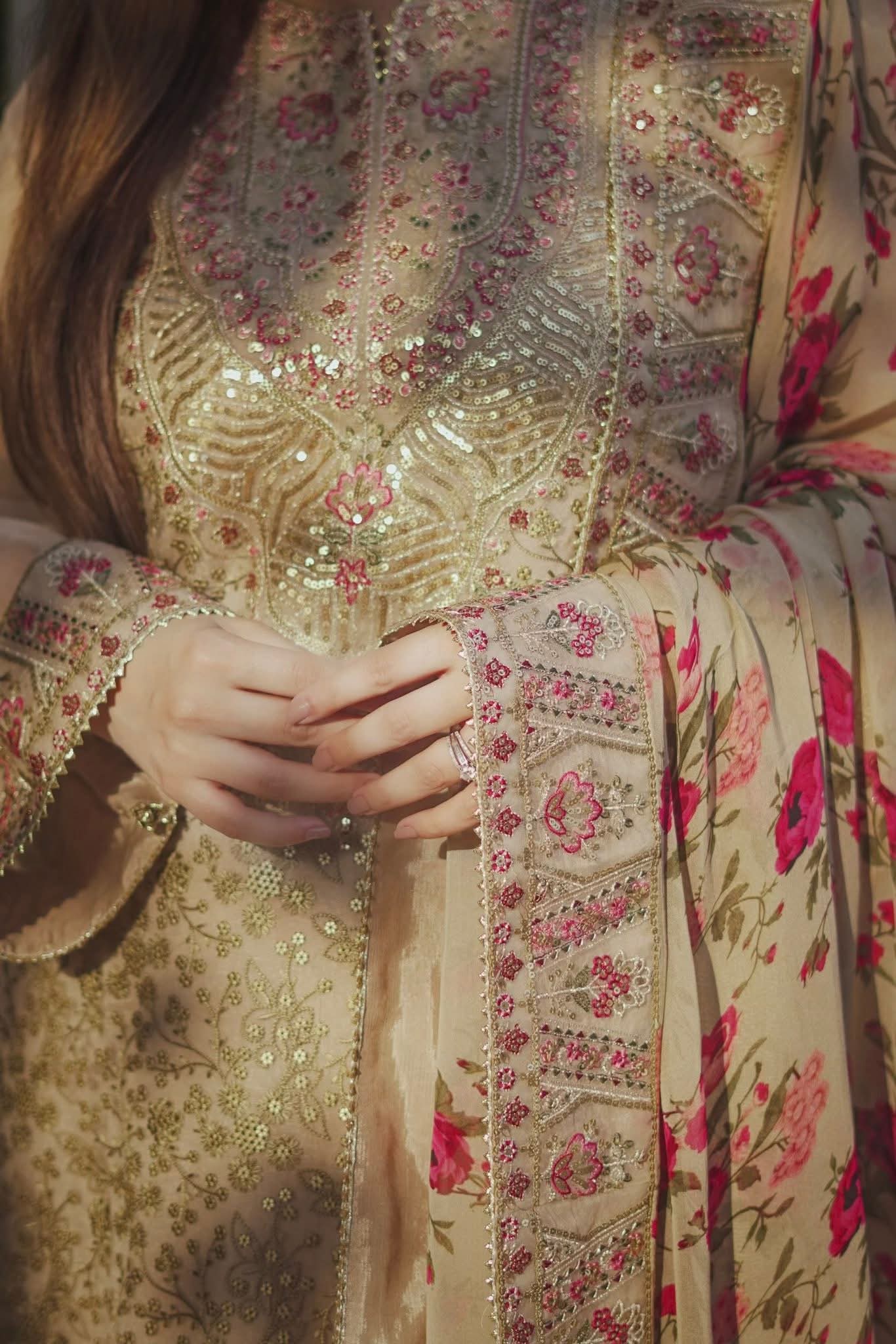 Aneela's original luxury suit kameez Organza stuff trouser raw silk dupatta chiffon