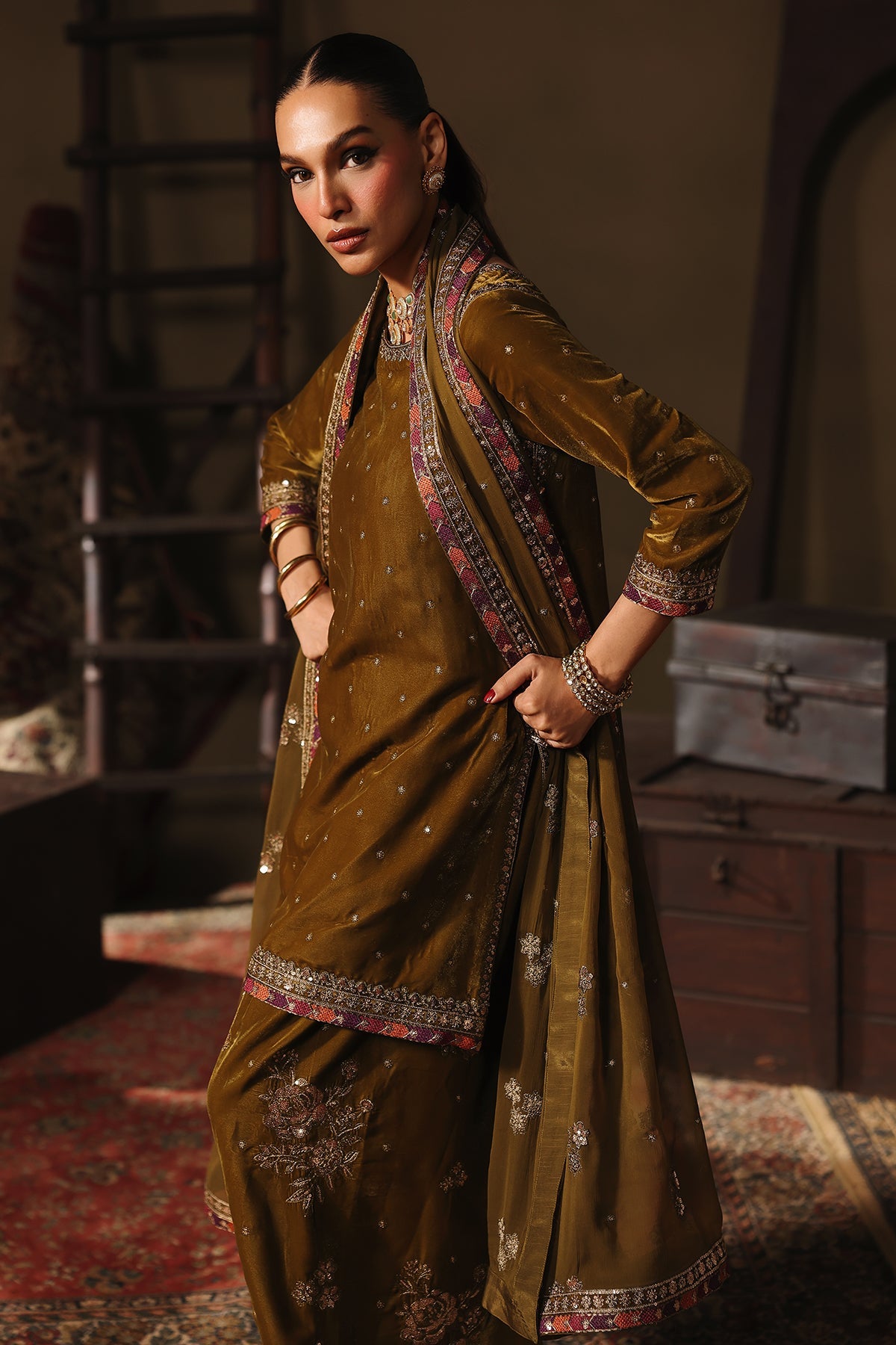 AAA Charizma original Eid Collection velvet fabric dupata chiffon farshi shalwar collection