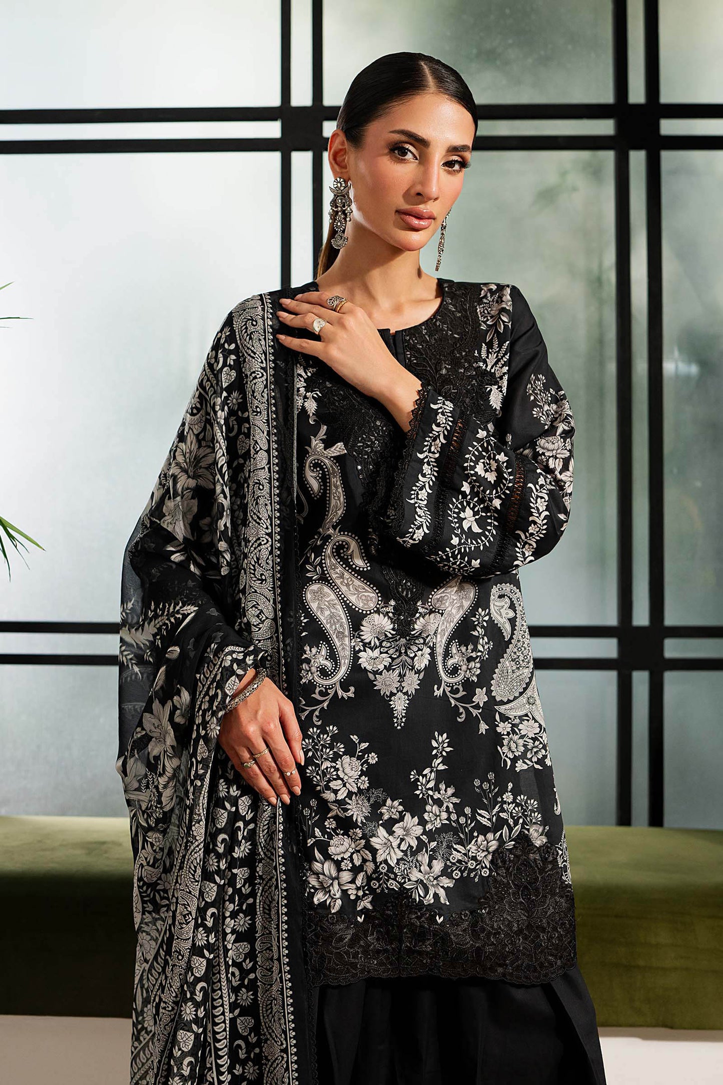 3-Piece Embroidered Lawn suit by Maria B