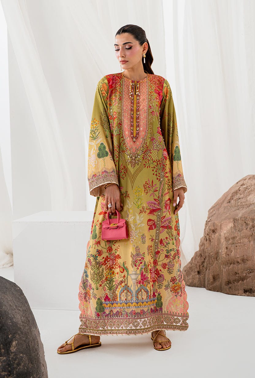 AA1 Original brand stitched  crepe silk 3piece suit with silk embroidered Dupata
