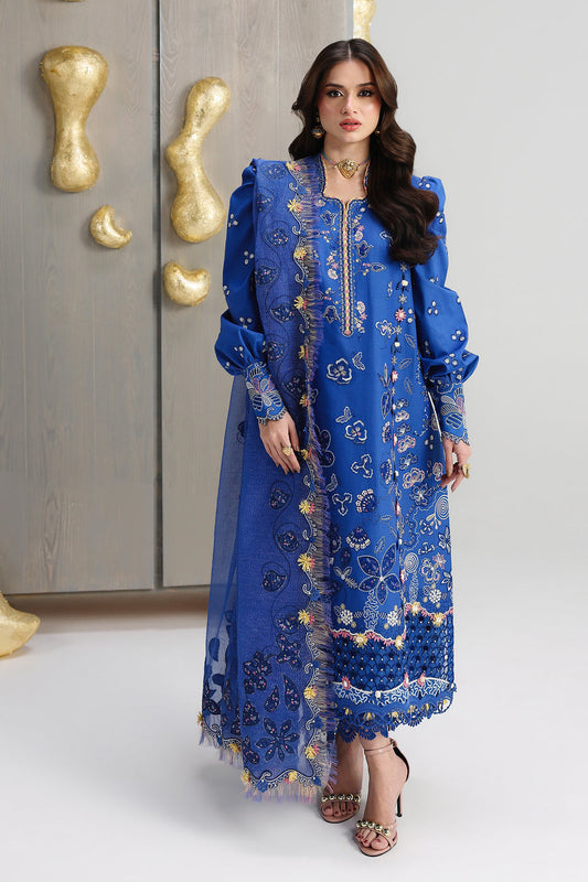 AA1 Original Qalamkar brand stitched 3-piece Luxury Lawn with soft net Dupatta Emberoidered embellished Dress.