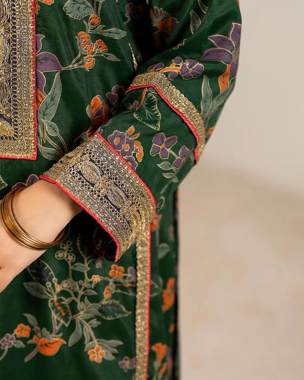 AAA Original by sha Posh brand raw silk material with net dupata with farshi shalwar