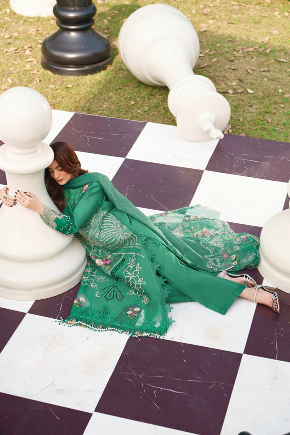 Parishay Brand stitched 3-piece summer wear embroidered luxury suit