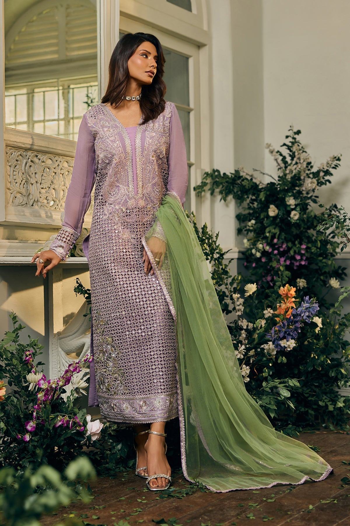 A1 Charizma brand Stitched original luxury embroidered Cline chiffon collection with soft net  dupata embroidered same like pic