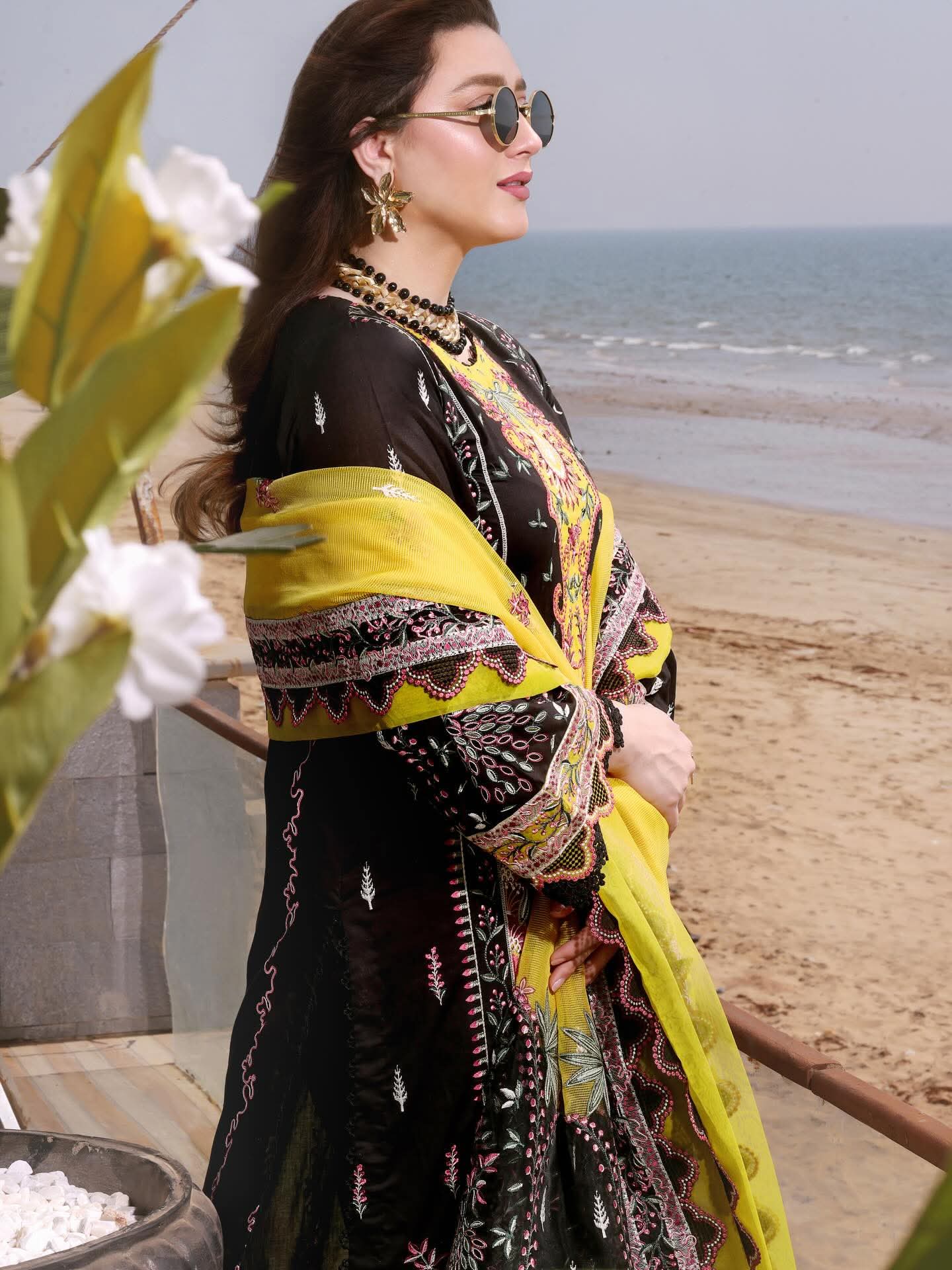 Aneela's original luxury summer wear embroidered with cotton net dupata
