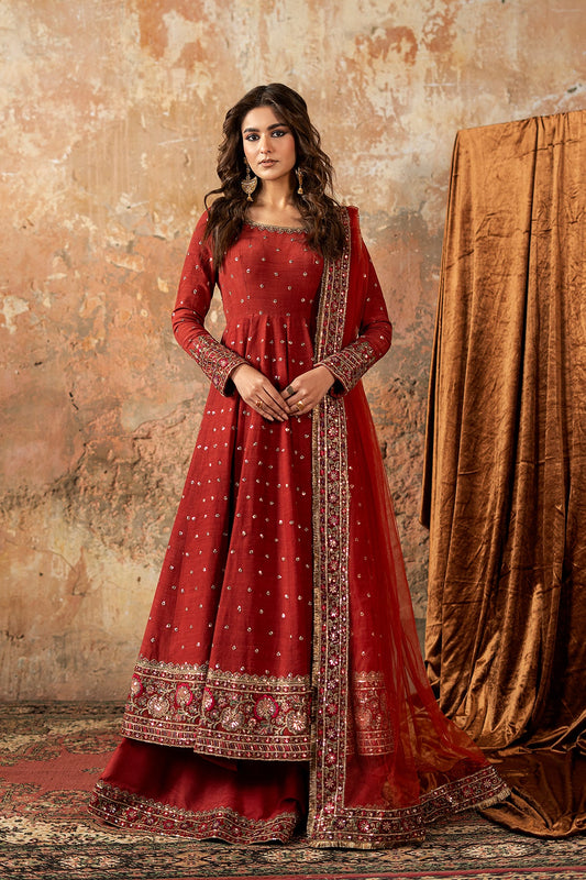 AAA Charizma original frock with wide leg sharara raw silk fabric with soft net dupata as it is model pic
