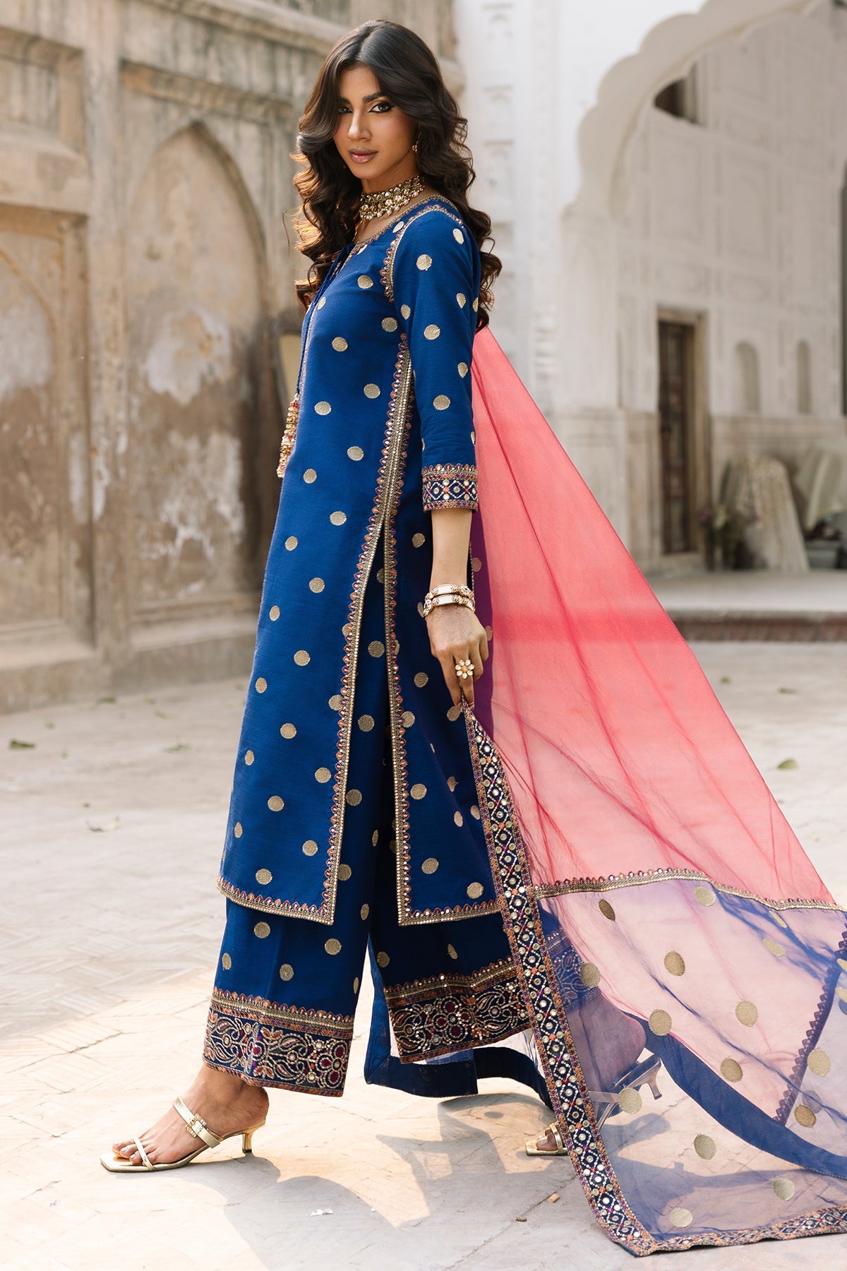 charizma Original ready to wear by brand embroidered raw silk with net embroidered dupata