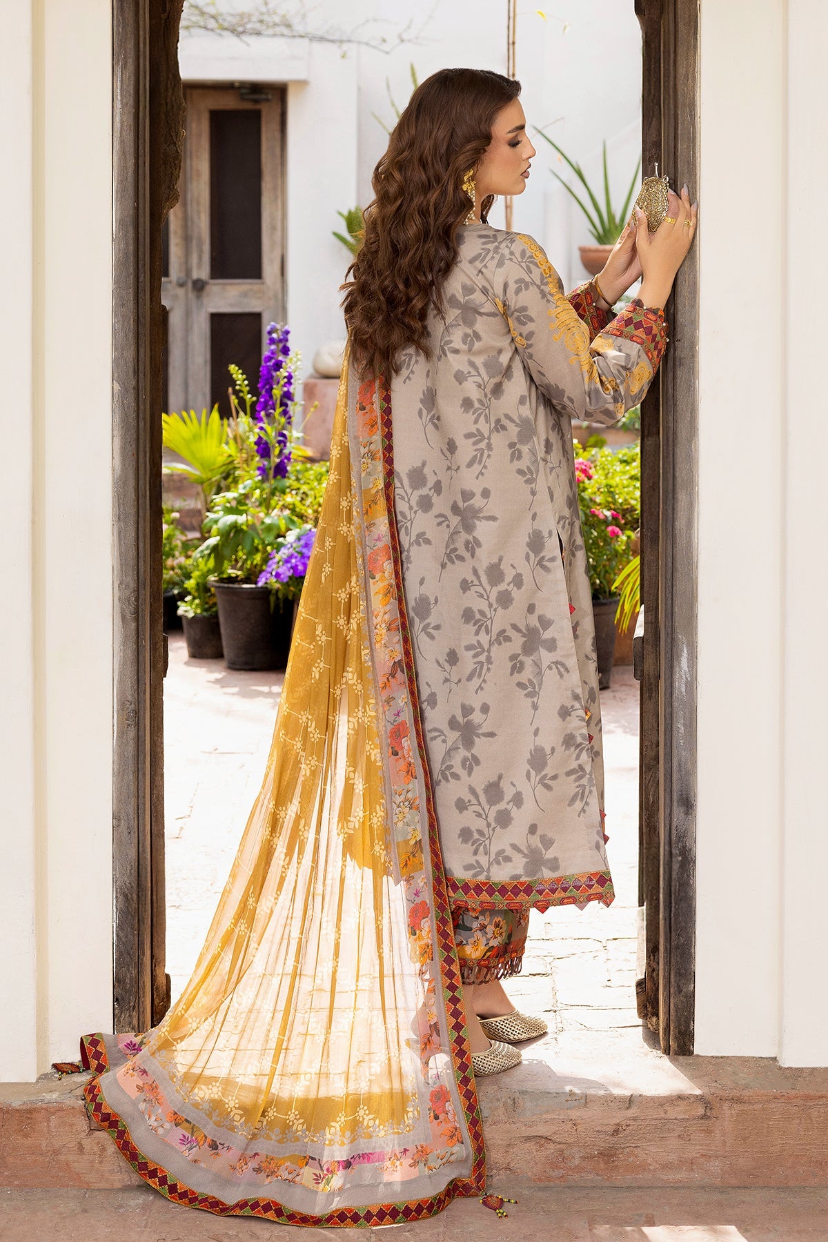 AA1 Original by charizma 3-piece brand stitched embroidered Lawn with chiffon Dupata