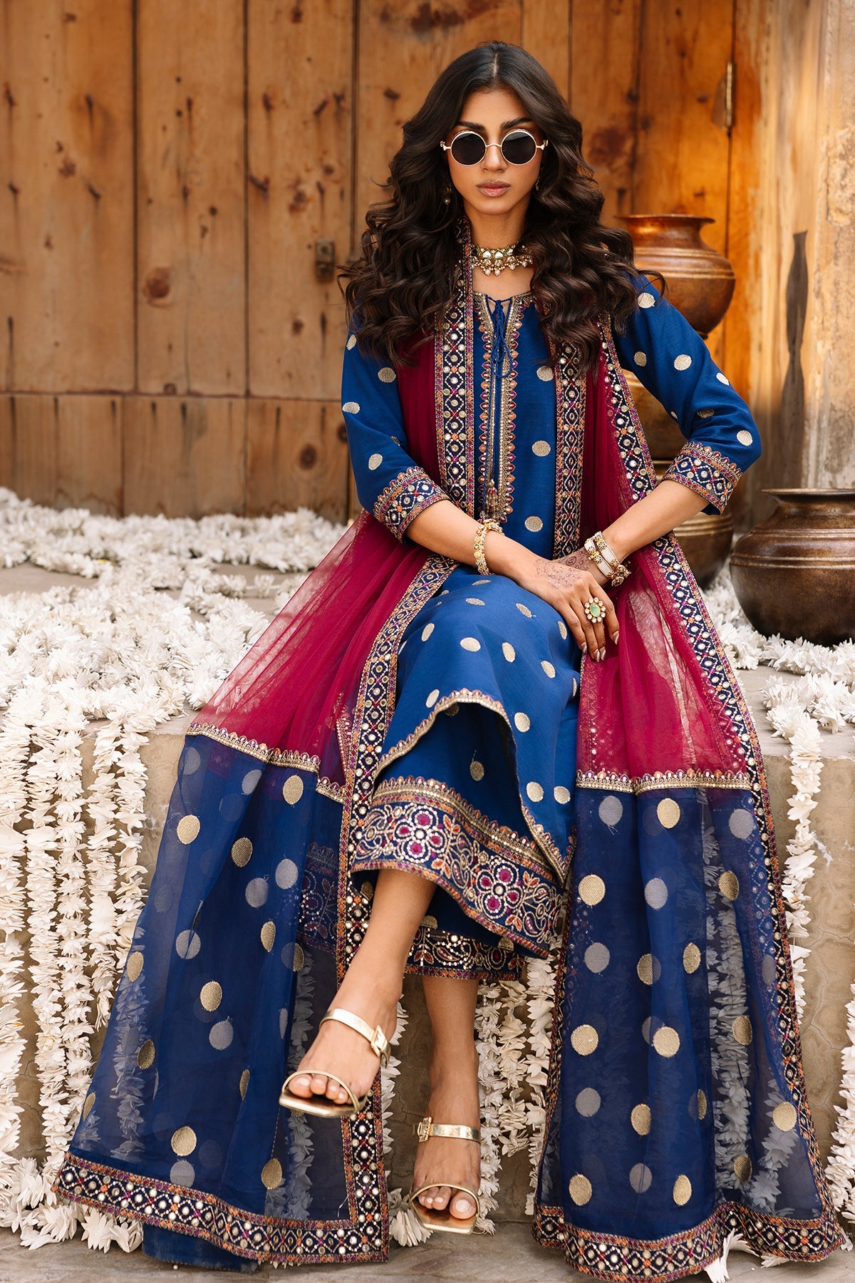 charizma Original ready to wear by brand embroidered raw silk with net embroidered dupata