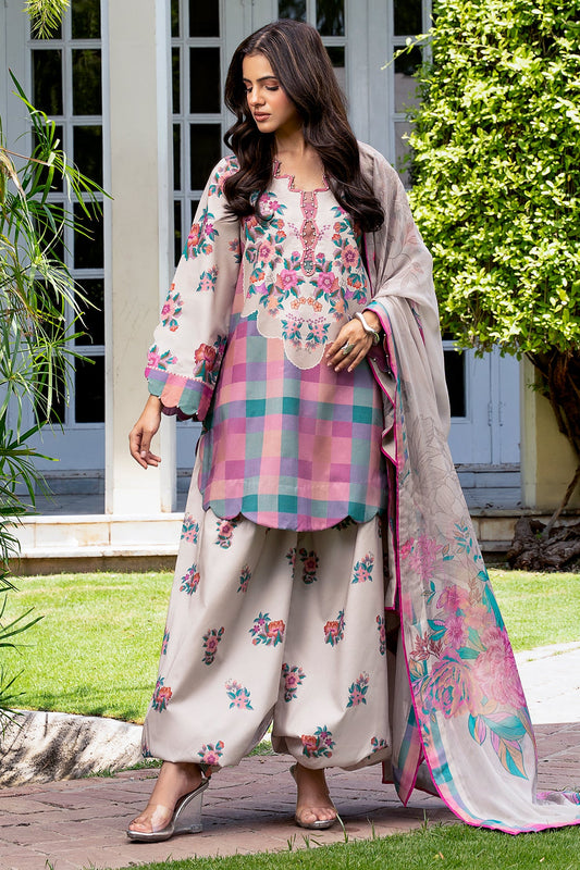01 Chrizma original brand stitched 3-piece summer wear lawn embroidered with chiffon dupata