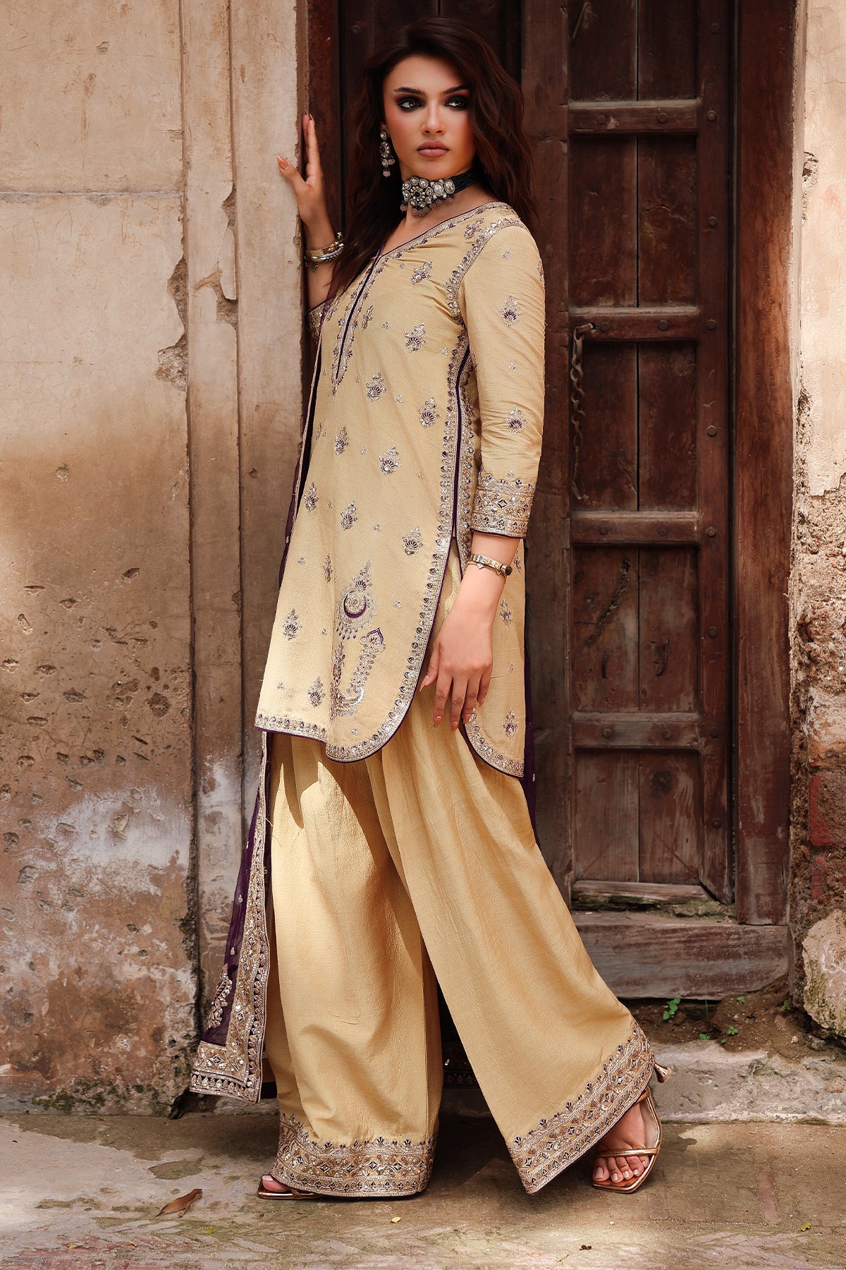 AAA Charizma Original read to wear collection raw silk material with soft net dupata
