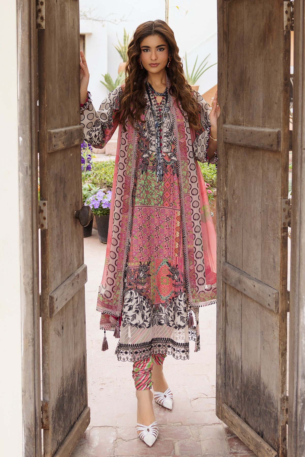 AA1 Charizma Original Brand stitched Embroidered Lawn 3-piece  with chiffon dupata