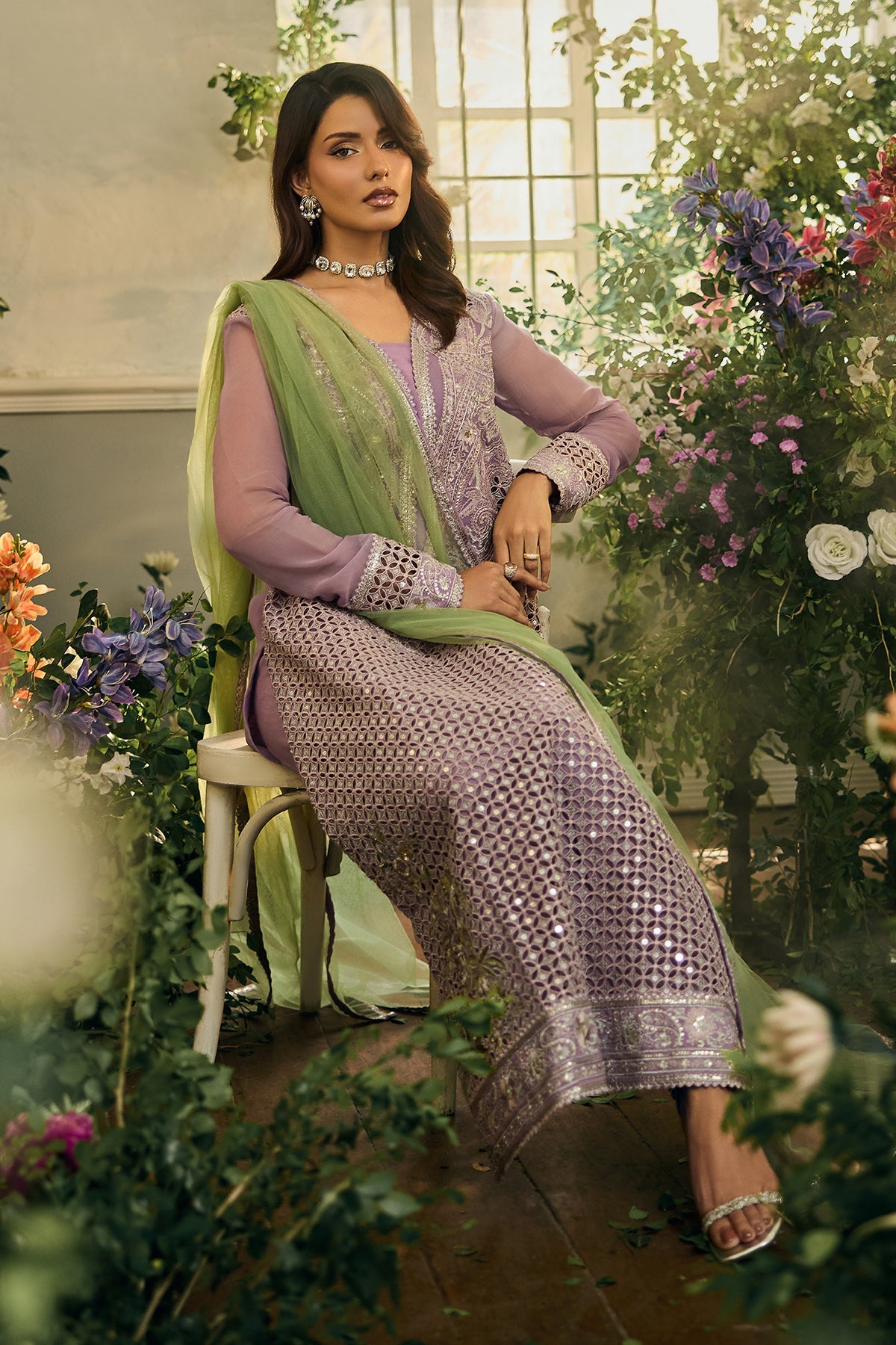 A1 Charizma brand Stitched original luxury embroidered Cline chiffon collection with soft net  dupata embroidered same like pic
