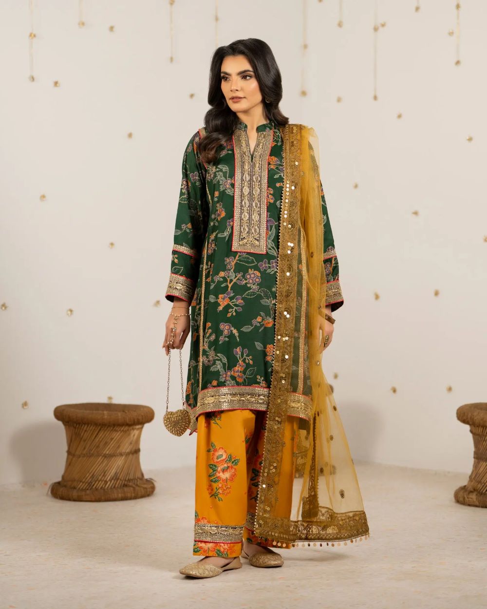 AA1 Original by shahposh brand stitch 3-piece rawsilk material with soft net dupata