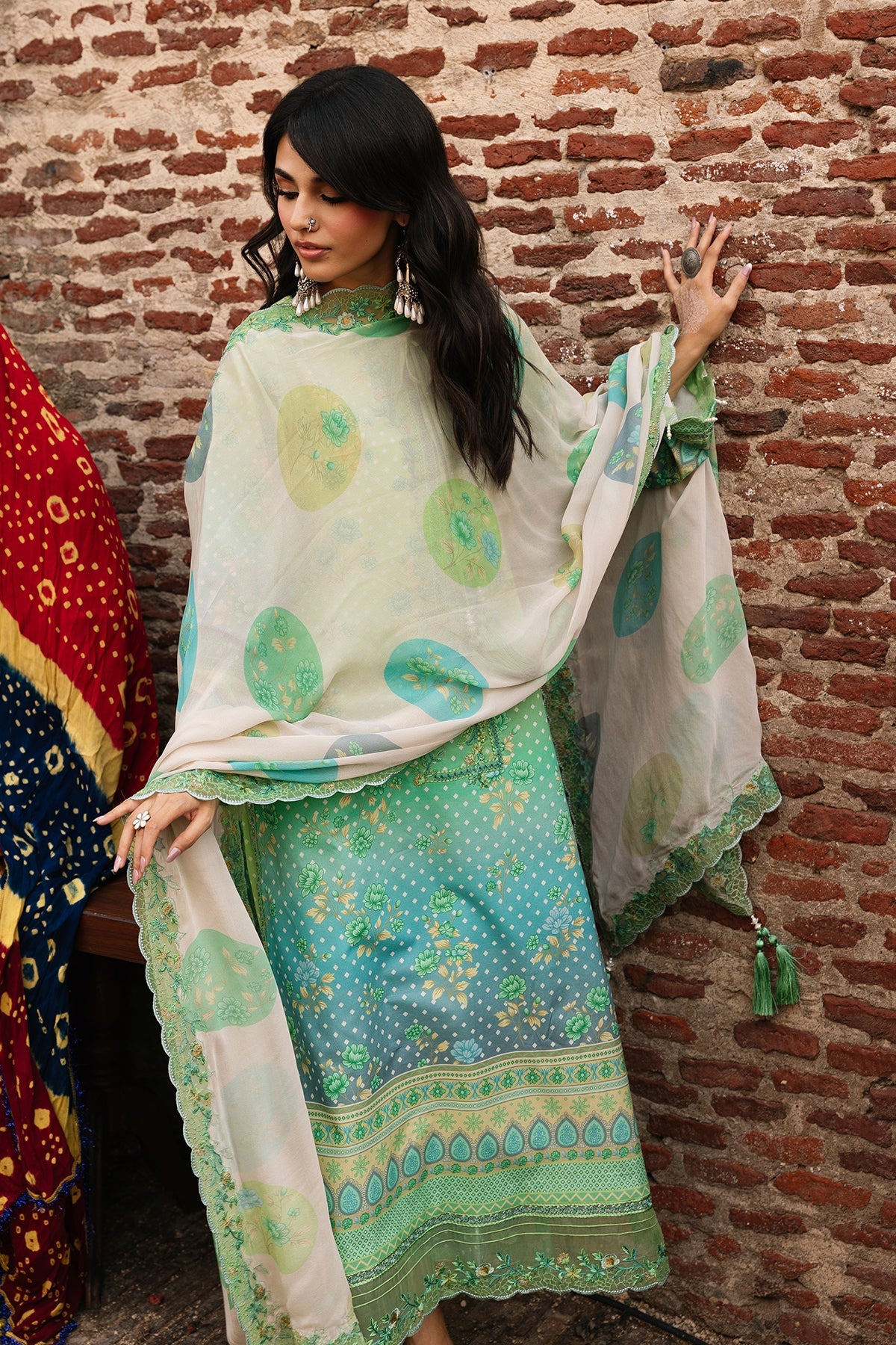 Charizma Original 3-piece brand stitched suit embroidered with chiffon dupata