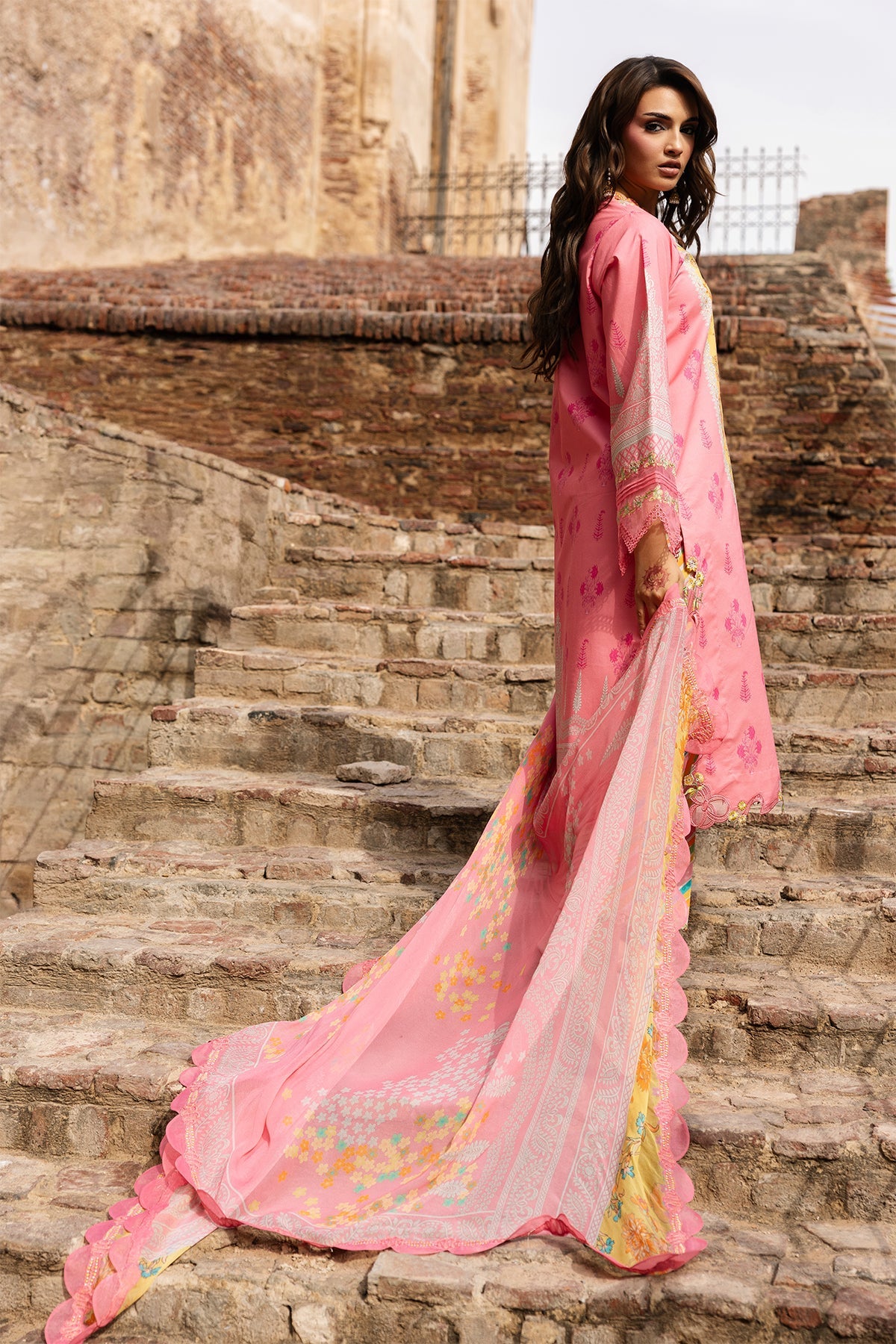AA1 Charizma Original Brand stitched Embroidered Lawn 3-piece  with chiffon dupata