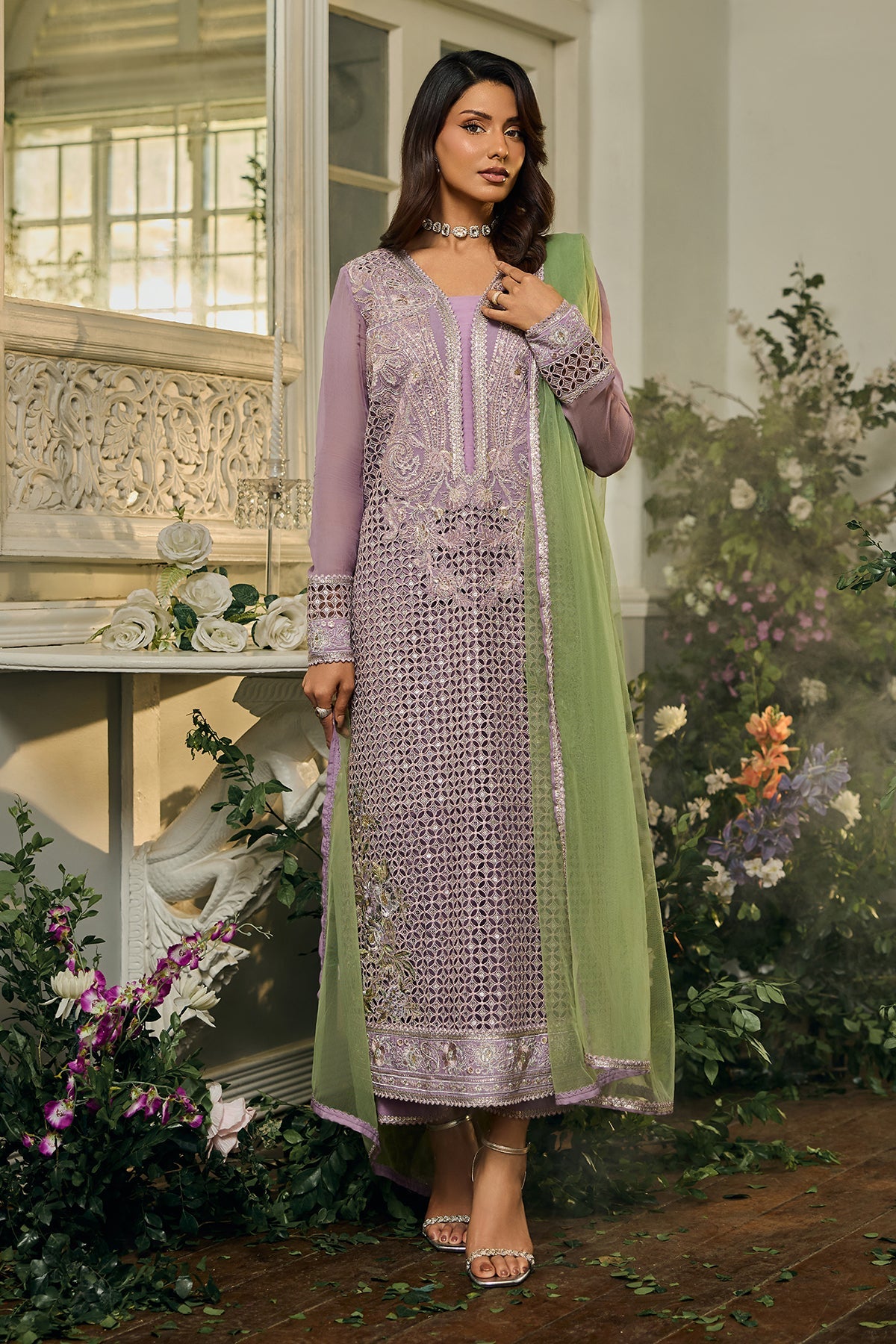 A1 Charizma brand Stitched original luxury embroidered Cline chiffon collection with soft net  dupata embroidered same like pic