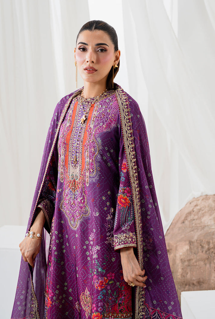 AA1 Original Crepesilk embroidered with adda work embellishement 3-piece with embedded silk dupata