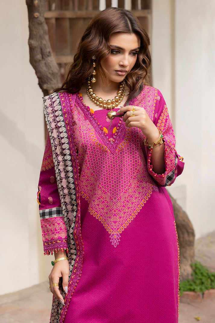 Charizma Original Brand stitched 3-piece Lawn embroidered suit with chiffon dupata