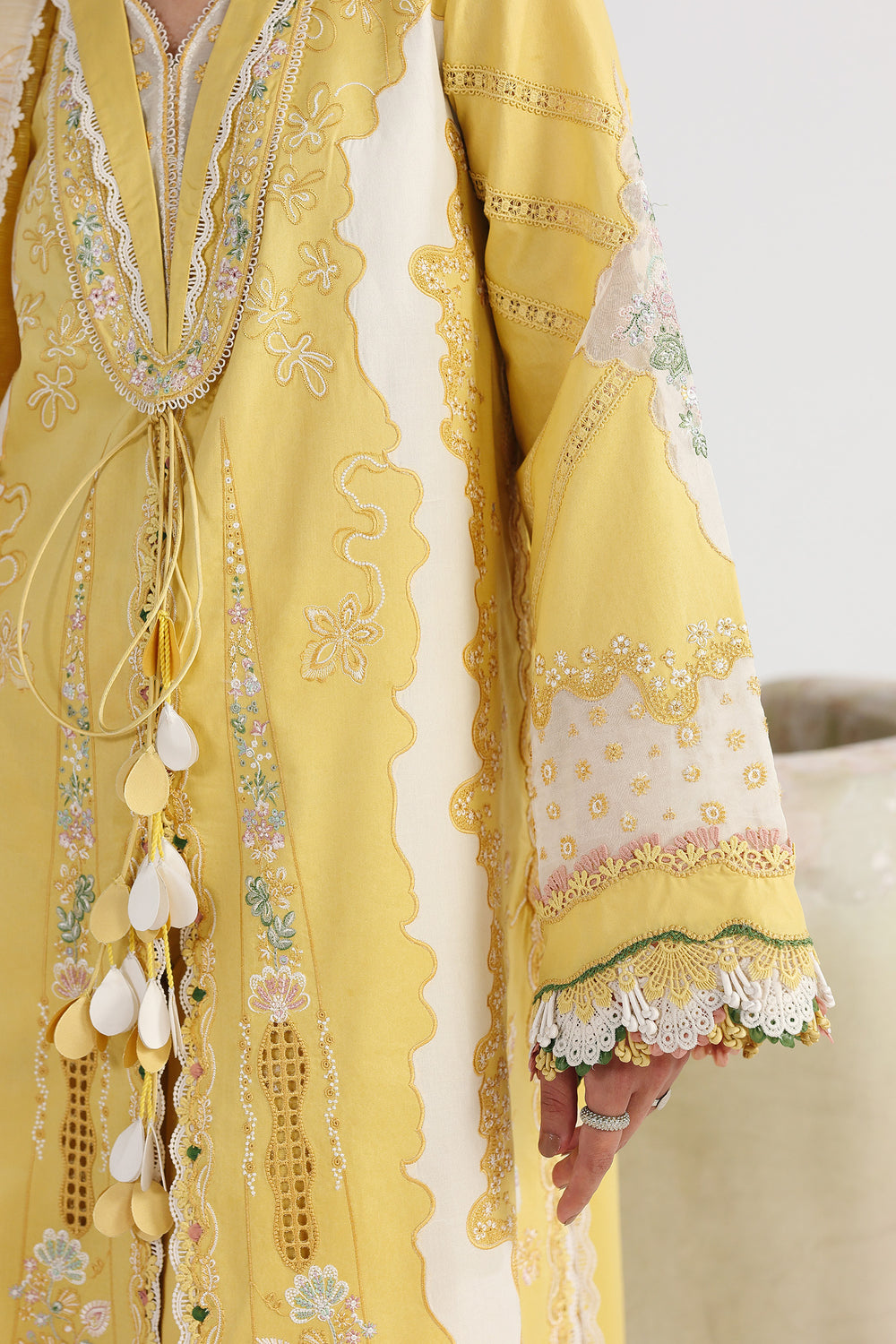 AA1 Original Qalamkar brand stitched 3-piece Luxury Lawn with soft net Dupatta Emberoidered embellished Dress.