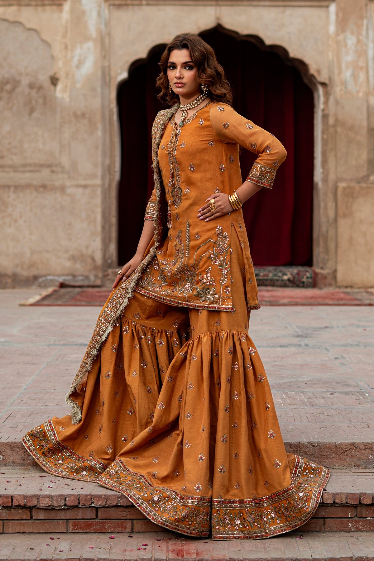 AAA Charizma original Eid Collection chiffon fabric gharara raw silk collection