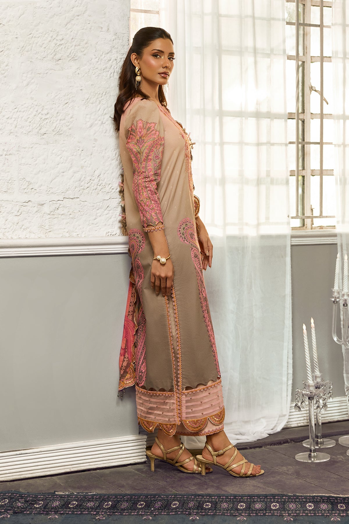 AA1 Charizma Original Brand stitched 3-piece lawn with chiffon dupata