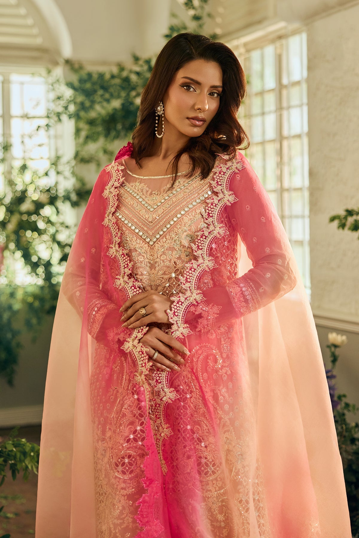 A1 Charizma brand Stitched original luxury embroidered Cline chiffon collection with organza dupata embroidered same like pic