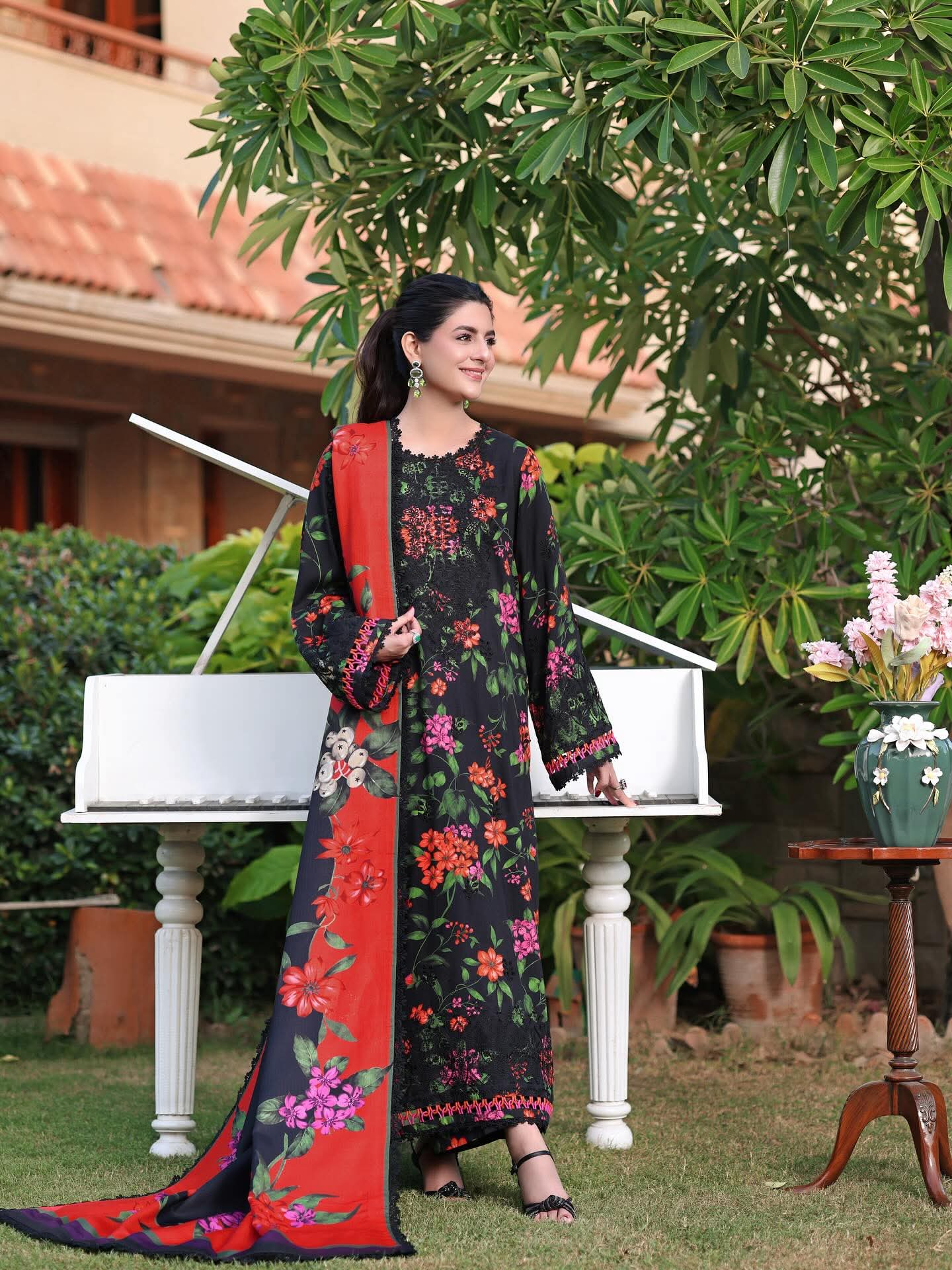 Original by aneela's Embroidered Linen with shawl