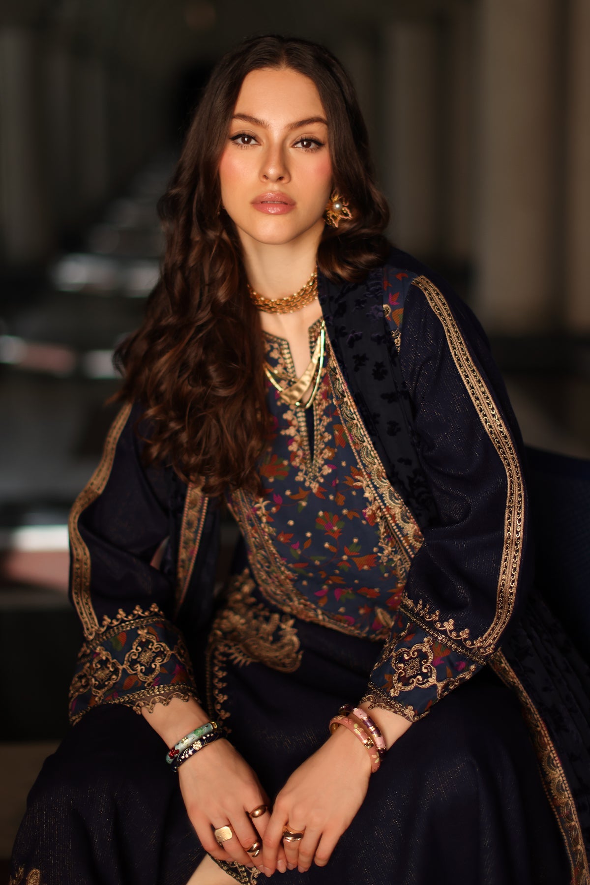 AAA Original by charizma brand stitched Peach Leather fabric with palachi Shawl 3-piece shirt length 45"