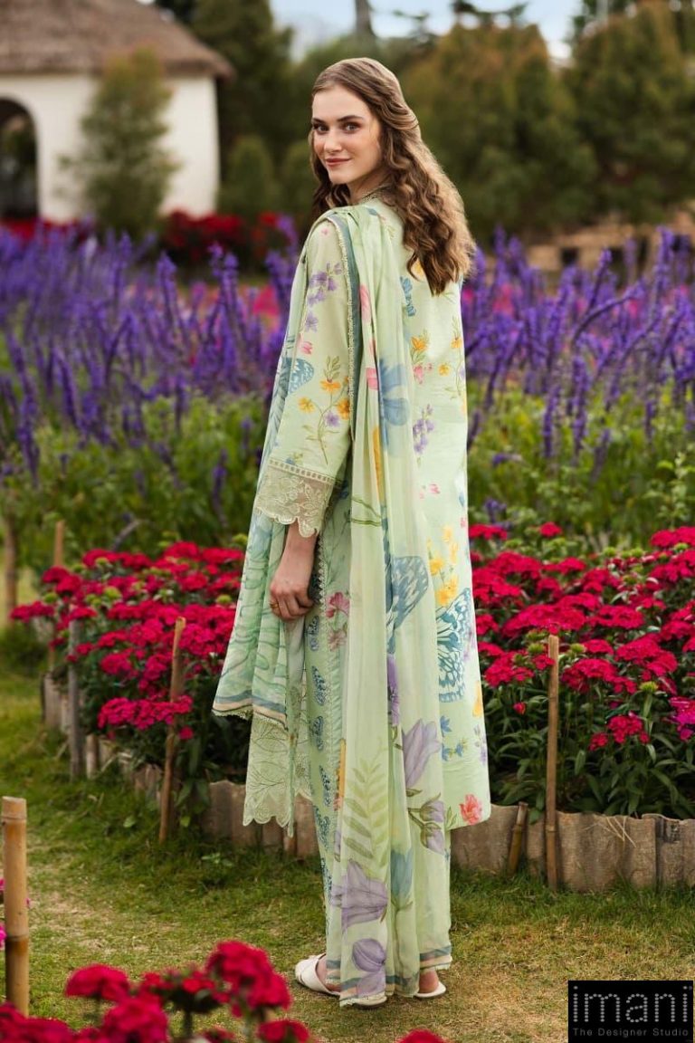 01 - Original Maria b 3-piece Lawn embroidered suit with chiffon dupata