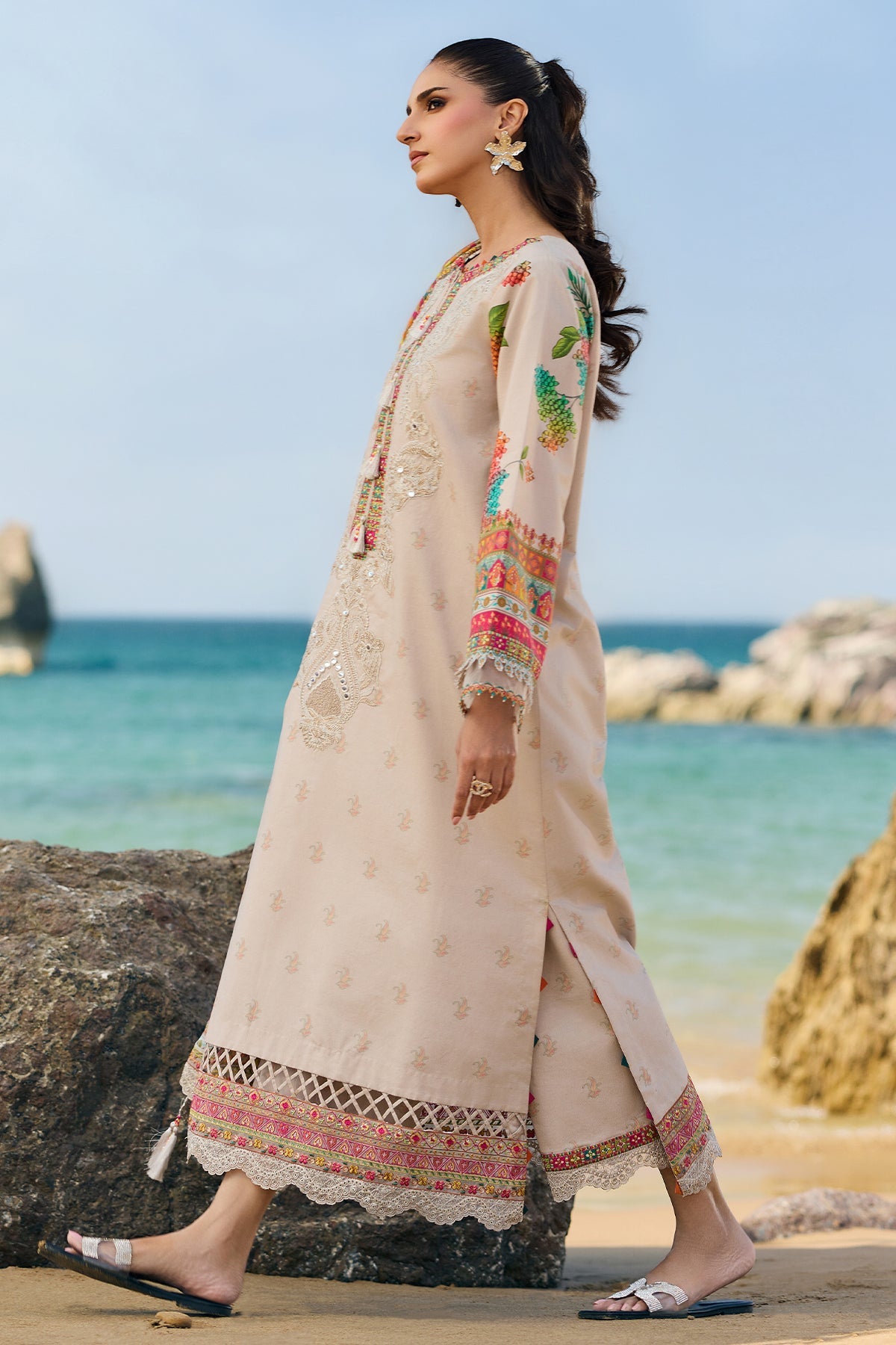 AA1 Charizma Original Brand stitched 3-piece lawn with chiffon dupata
