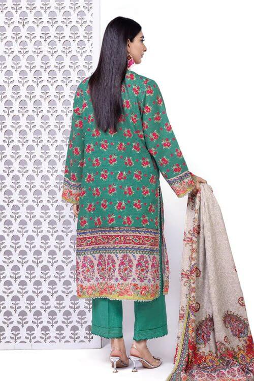original khaddi brand tailor stitched 3-piece khaddar dress shawl also with khaddar