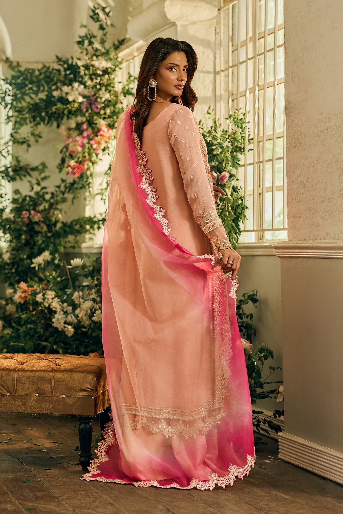 A1 Charizma brand Stitched original luxury embroidered Cline chiffon collection with organza dupata embroidered same like pic