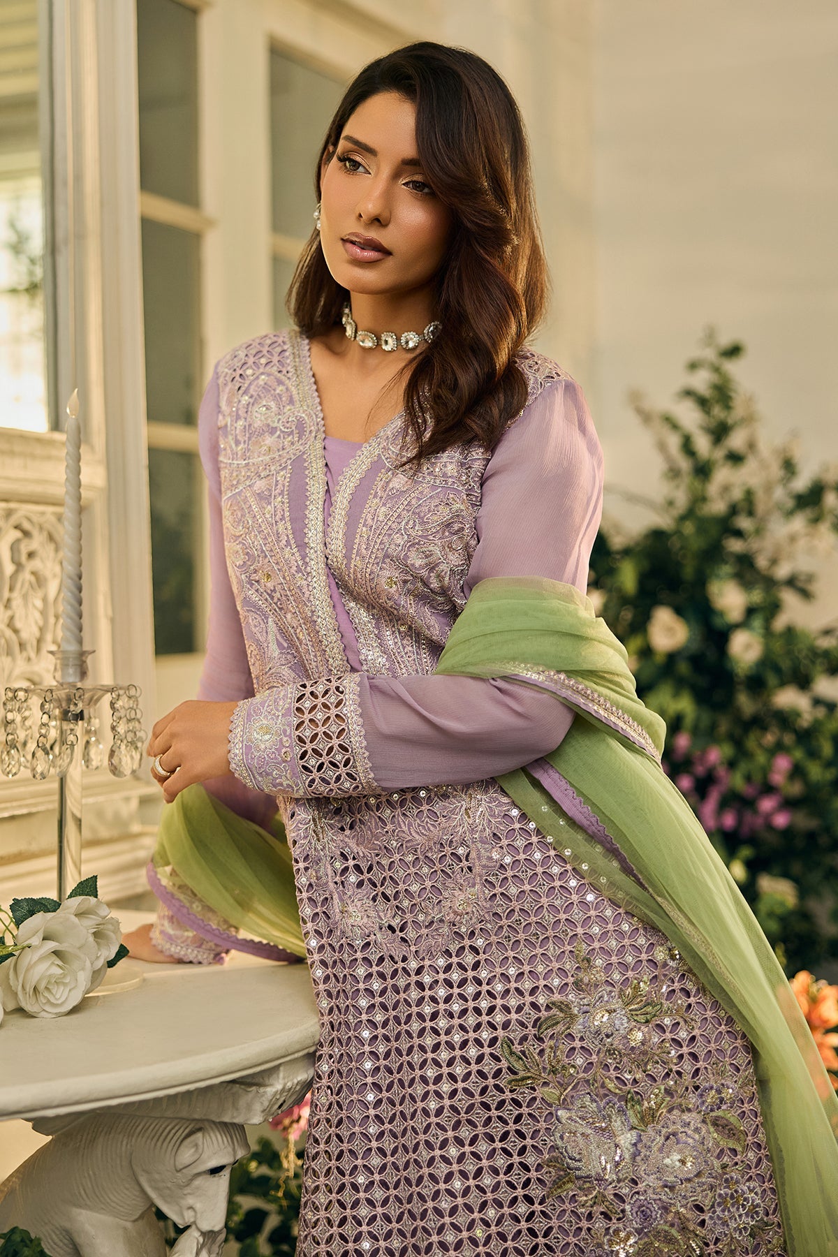 A1 Charizma brand Stitched original luxury embroidered Cline chiffon collection with soft net  dupata embroidered same like pic