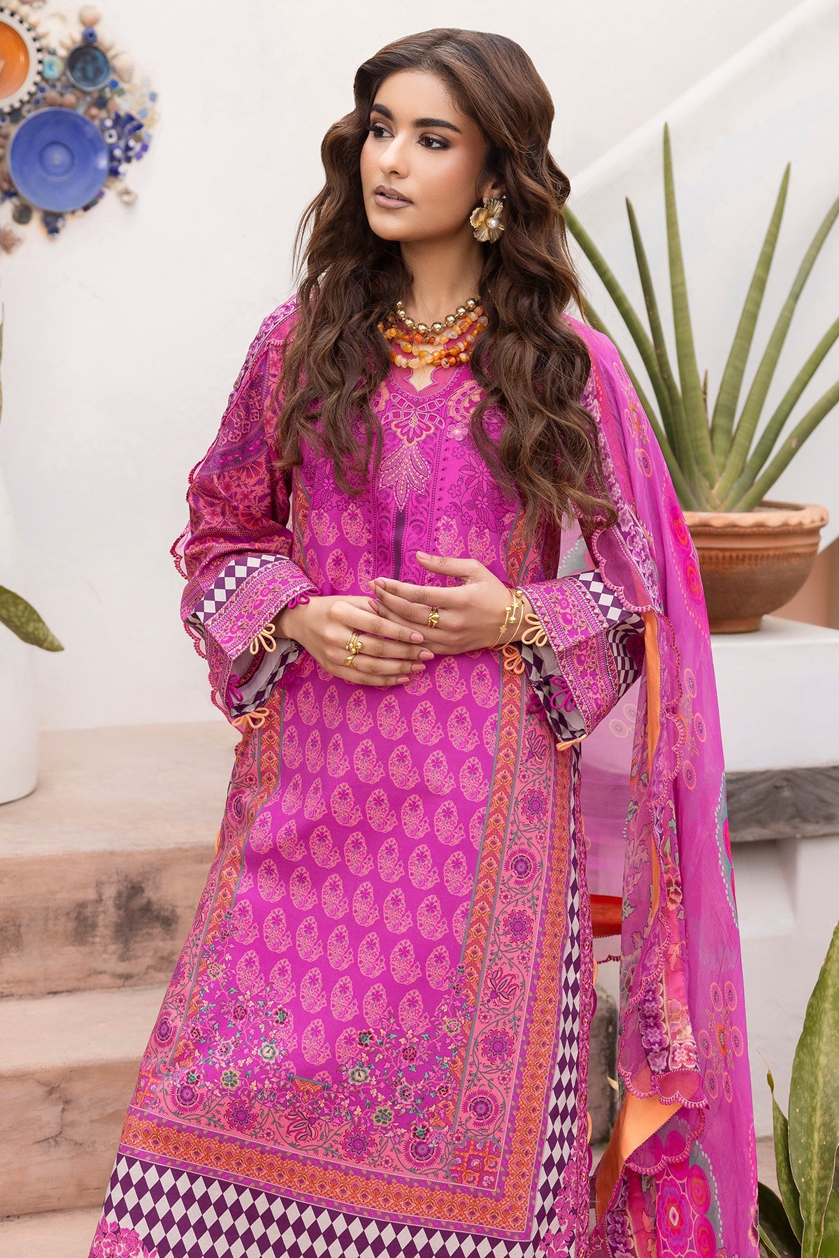 AA1 Original by charizma brand stitched 3-piece Embroidered lawn with chiffon dupata