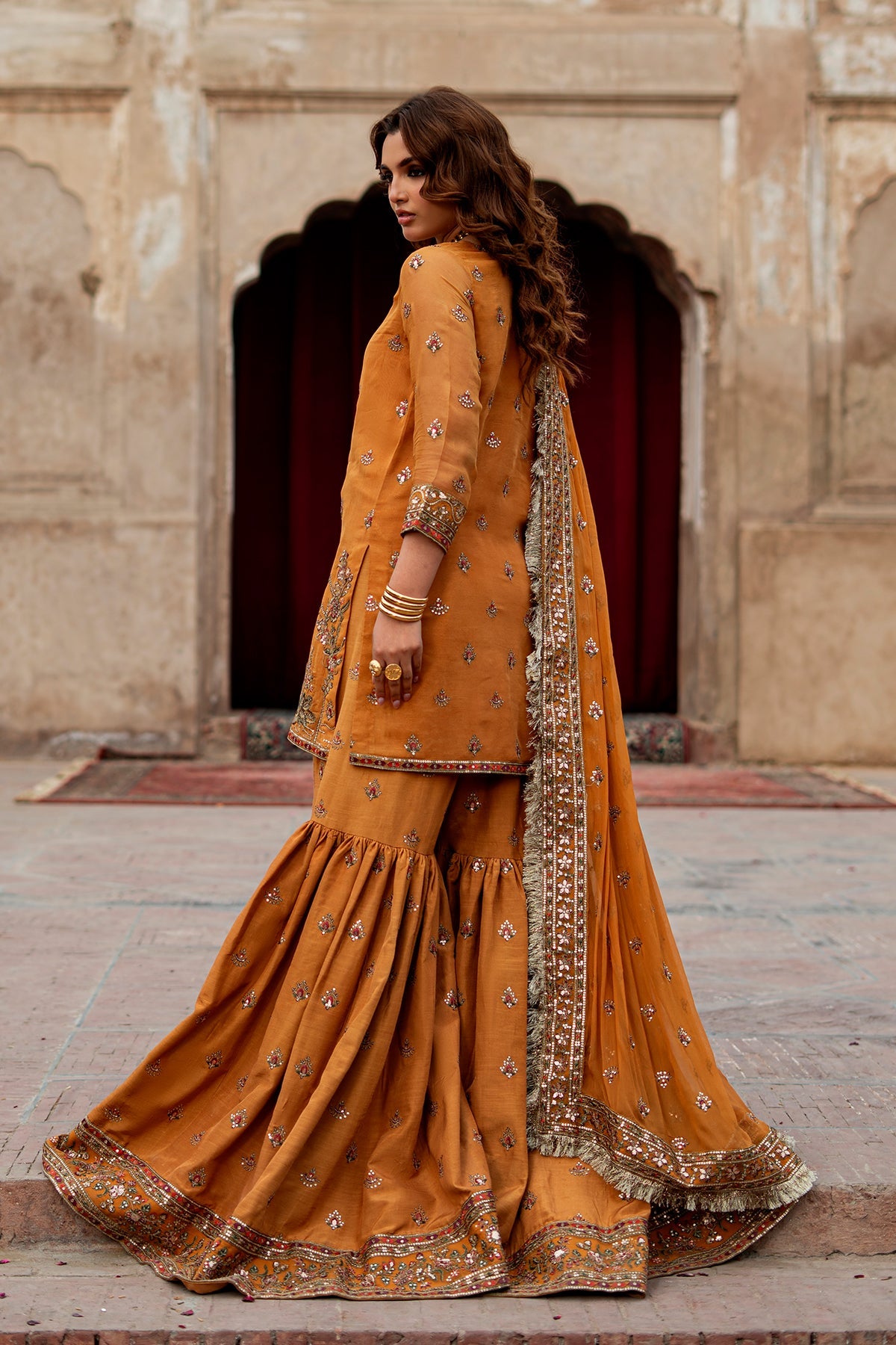 AAA Charizma original Eid Collection chiffon fabric gharara raw silk collection
