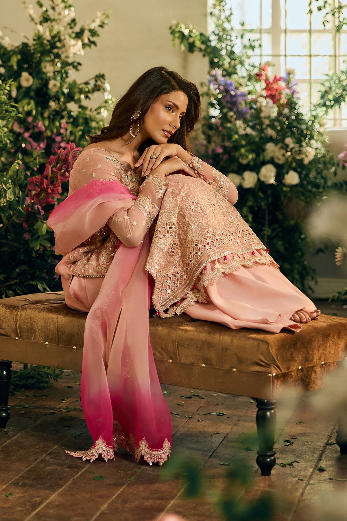 A1 Charizma brand Stitched original luxury embroidered Cline chiffon collection with organza dupata embroidered same like pic