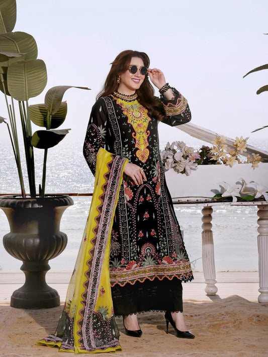 Aneela's original luxury summer wear embroidered with cotton net dupata