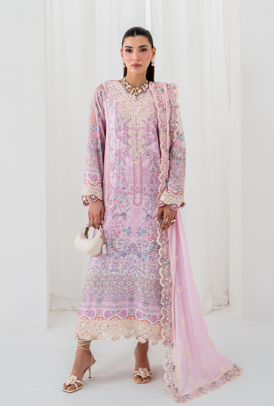 AA1 Original brand stitched  crepe silk 3piece suit with silk full embroidered Dupata with 4side emberoidered patch